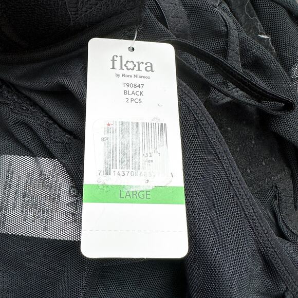 Flora by Flora Nikrooz Black 2-Piece Babydoll & Short Lingerie Set NWT Size L - Picture 12 of 13
